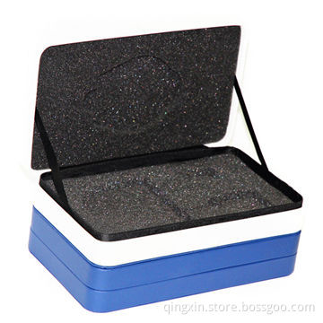 Rigid Gift Box with Hanged Lid, Luxury Leather, Stand Lid with Ribbon